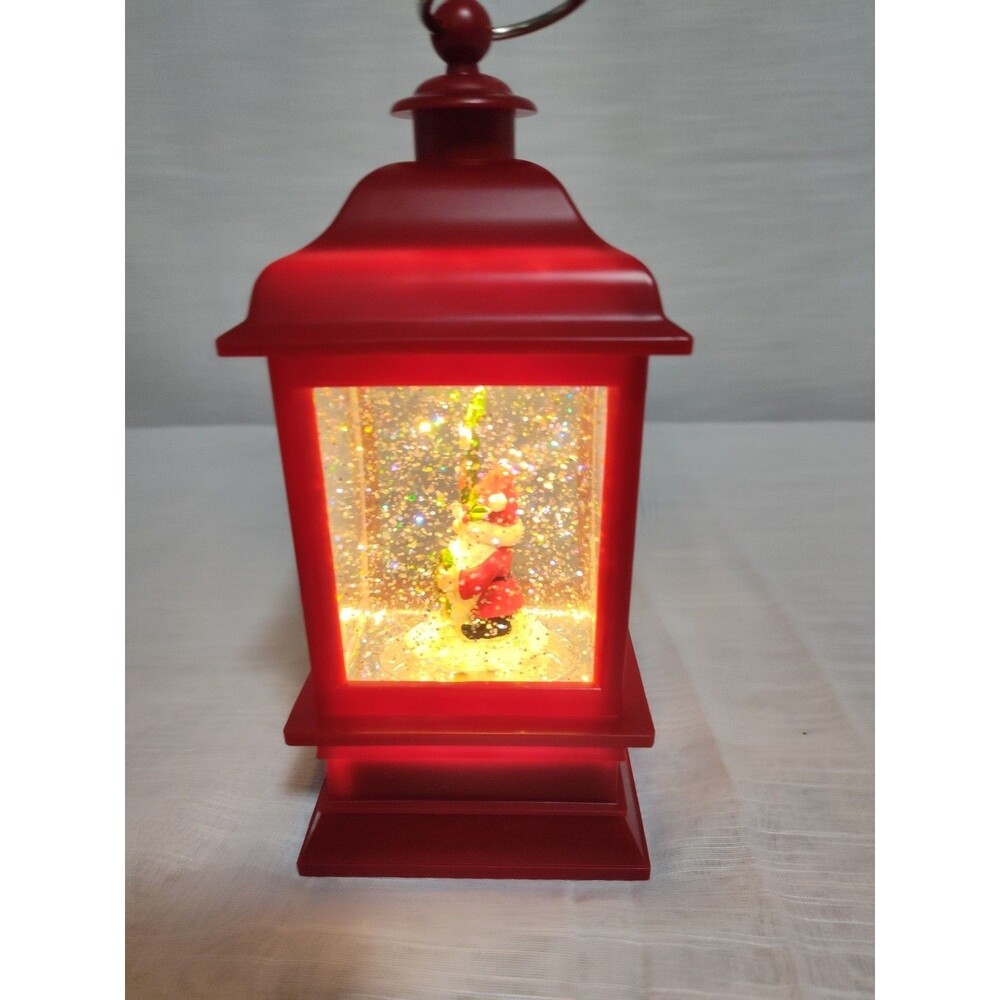 Lighted Snow Globe Water Lantern 11" Red Christmas (Santa Claus) TESTED! - Picture 3 of 6